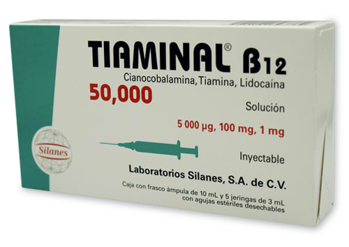 dosis injectable de tiaminal b12 50.000 Vitamin Tiaminal B 12 50,000 C/5